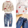 thumbnail image 3 of Fall Winter Toddler Baby Girls Sweater Jeans 2 Pcs Outfits 2Y 3Y 4Y 5Y 6Y 7Y Beige Long Sleeve Pullover Top+Long Denim Pants, 3 of 3