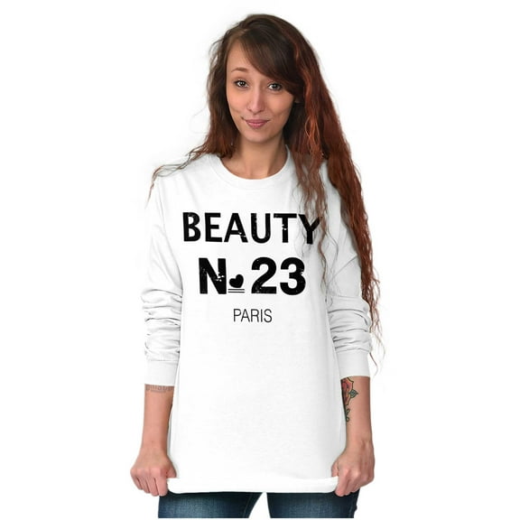 Fashionista Beauty No 23 Paris Heart Women Plus Size Long Sleeve Graphic Tee Brisco Brands 2X