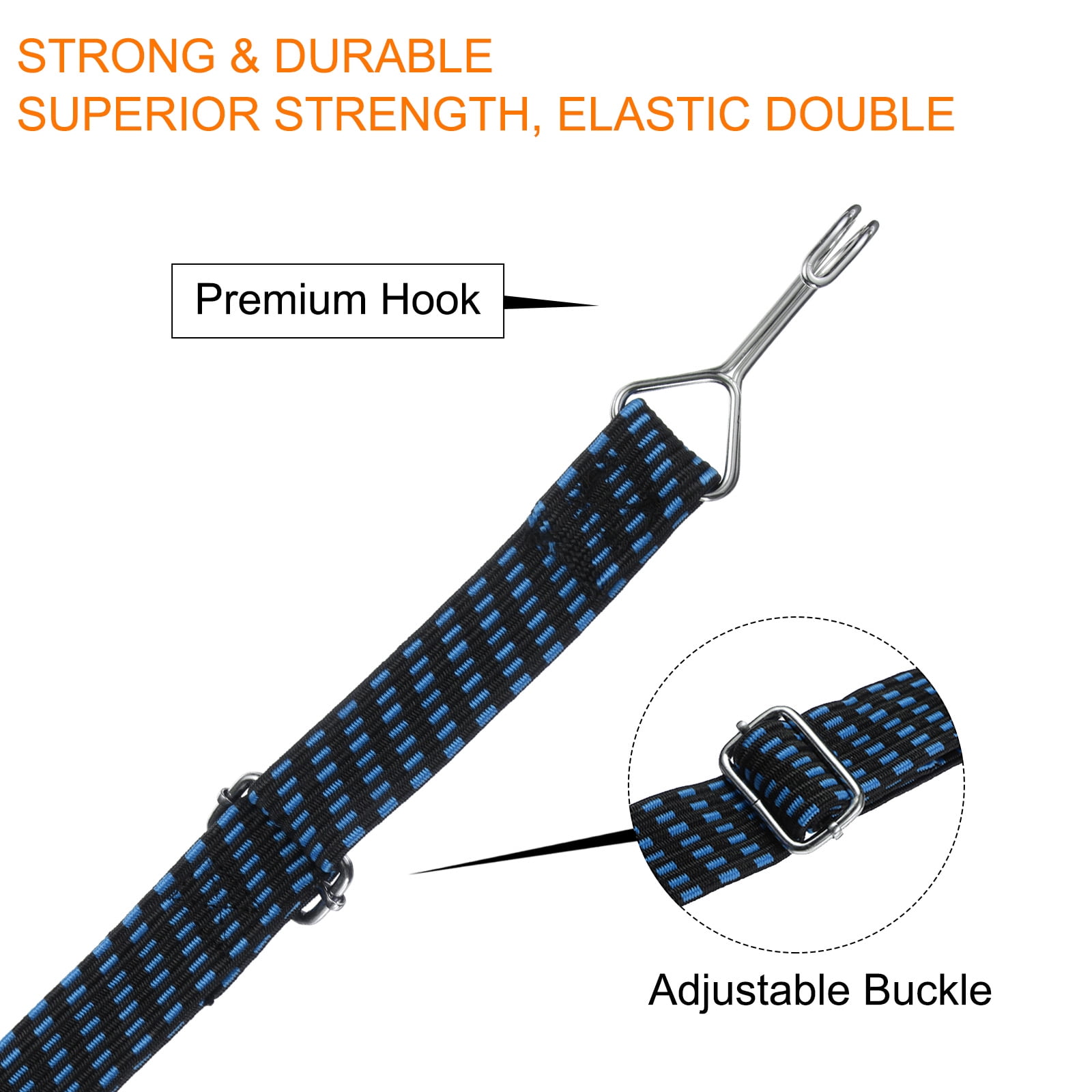 Uxcell 4Pcs Bungee Cord with Hooks 78" Latex Bungee Cords for Outdoor Camping Straps, Black Blue