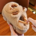 thumbnail image 5 of WhouRiu Boy Girl Cozy Slippers Winter Lined Warm Soft Sole Shoes Kids Cartoon Thermal Indoor Scuff Slippers Brown Toddler7, 5 of 8