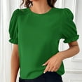 thumbnail image 2 of yillto Womens Chiffon Blouse Dressy Shirts Short Sleeve Crewneck Causal Business Work Office Tops, 2 of 4