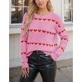 thumbnail image 3 of Women Sweaters Valentine's Day Pullover Sweaters for Women Crewneck Cute Heart Printed Striped Color Block Fall Winter Long Sleeve Knitted Sweaters Alsol Lamesa, 3 of 6