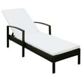 thumbnail image 1 of vidaXL Chaise Longue avec Coussin en Polyrotin Brun, 1 of 5
