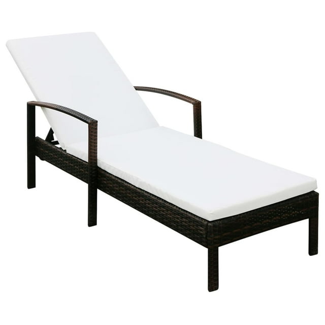 vidaXL Chaise Longue avec Coussin en Polyrotin Brun