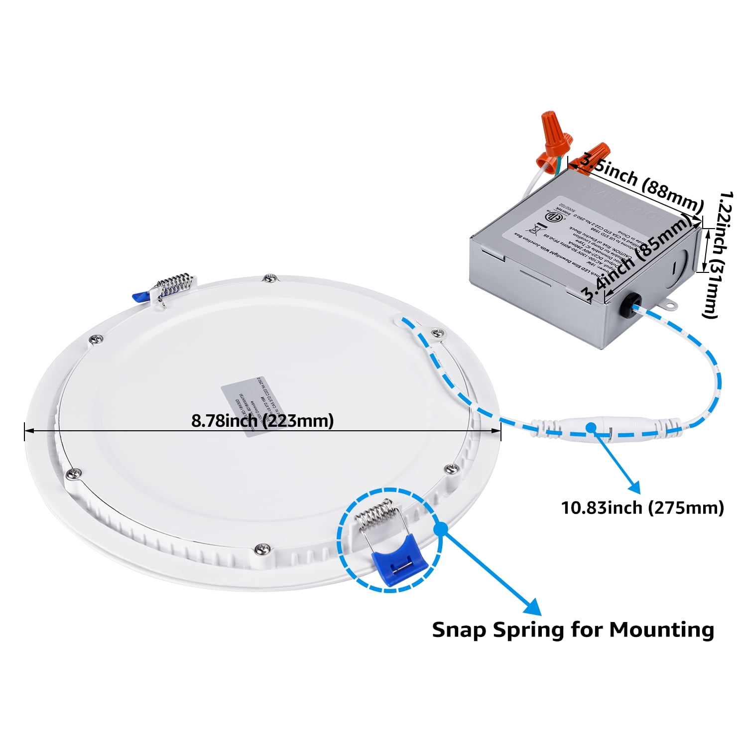 6 Pack 18W 8 Inch Ultra-Thin Recessed Ceiling Light with J-Box, 3000K Warm White, 120W Eqv. Dimmable IC-rated Downlight