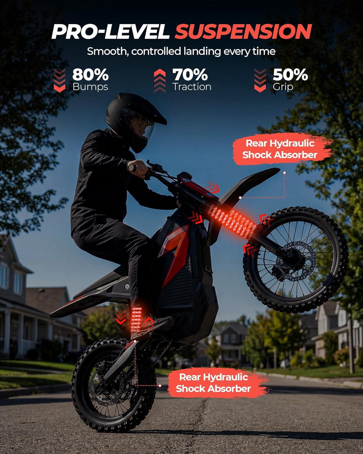 Electric Dirt Bike for Teens Adults, 3550W  Ebike, 38MPH & 45Miles Miles Electric Mountain Bikes, 48V/26AH Battery Ebike, 14"/12" off-Road Tire, Full Suspension Mountain Off-Road E Dirt Bike