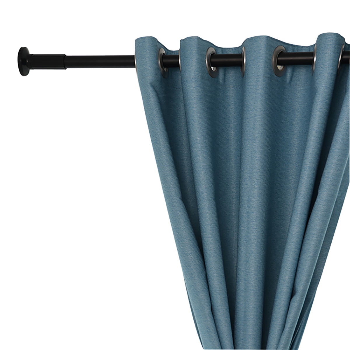 Ktinnead Tension Curtain Rod 51-128in, Extra Long Curtain Rods No Drilling for Window Bathroom Patio, Adjustable Spring Shower Curtain Rod, Rod Diameter 1.26in-Black