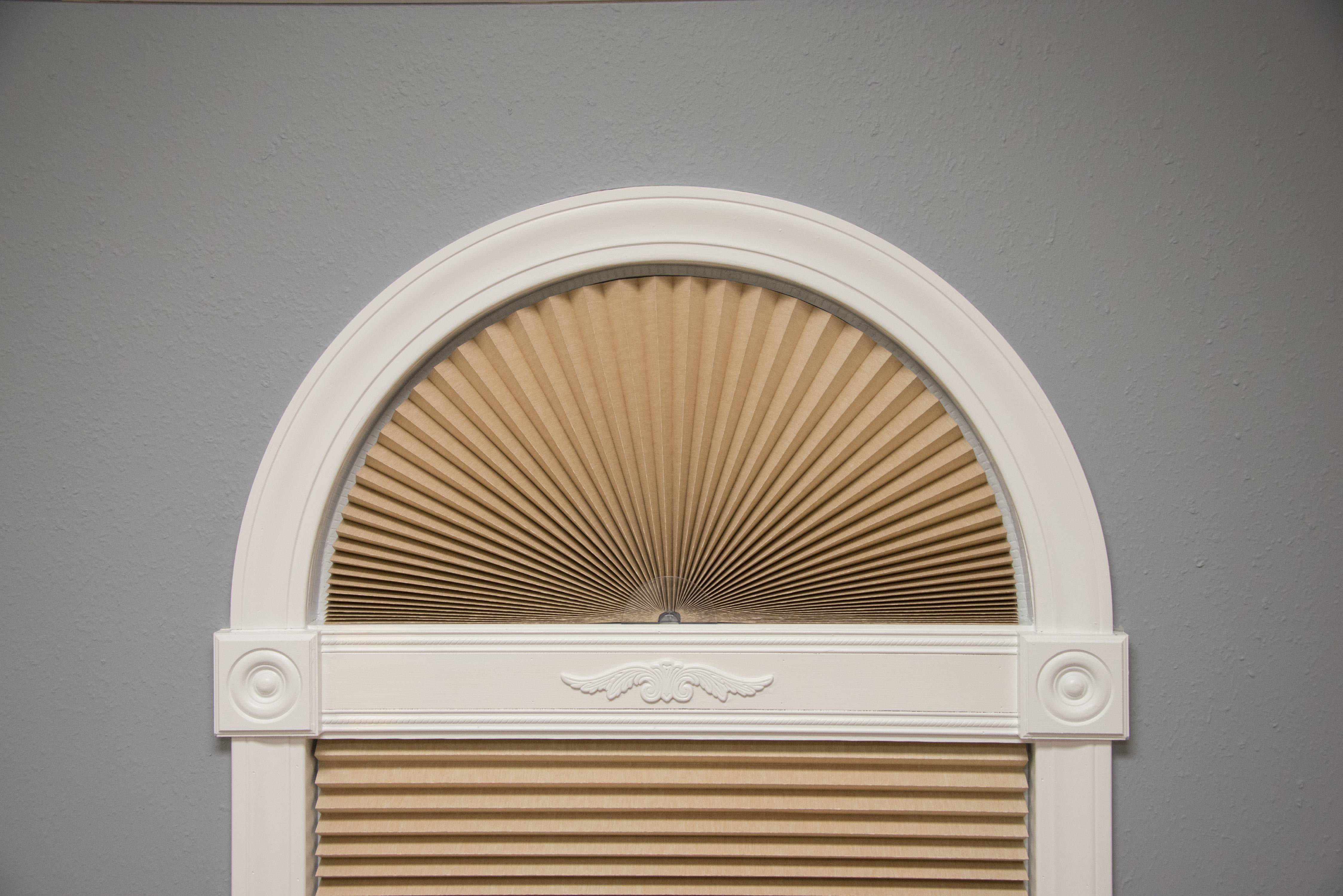 Brown Arch Window Shades Half Circle Window Shades Pleated Blinds Easy Install White Arch Pleated Blinds Filtering Light Fit Prefect for Half Moon Arch Windows 36-72 