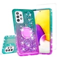 thumbnail image 2 of SOGA Quicksand Cover Cute Girl Phone Case Compatible for Samsung Galaxy A33 5G Case, with Diamond Ring for Magnetic Car Mounts and Lanyard - Purple / Teal, 2 of 5