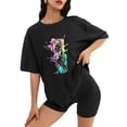 thumbnail image 2 of Women T Shirt Graphic Tee Summer Tops Half Sleeve Loose Drop Shoulder Vintage Shirts Streetwear Sweat Casual Tees XS, 2 of 5
