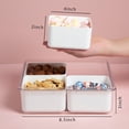 thumbnail image 3 of Paquete de 2 bandejas divididas para verduras con tapa para servir aperitivos, contenedor para ensaladas con 4 cajas extraíbles, refrigerador apilable, 3 of 5