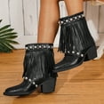 thumbnail image 5 of SACFOF Women's Fringe Cowboy Boots with Studded Chunky Heels Mid Calf Western Cowgirl Boots Perfect for Country Music Festivals, 5 of 7