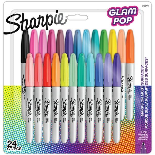 Rotuladores permanentes Sharpie Glam Pop Fine Point 24 colores