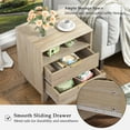 thumbnail image 5 of Eumyviv Wood Nightstand, Modern End Table with 2 Drawer and One Open Shelf Side Table for Living Room Bedroom, Oak H0159, 5 of 8