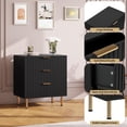 thumbnail image 3 of 3 - cajón fluted moderno nightstand para dormitorio - deep cajones, de anchura top - de madera cómoda organizer y side mesa in negra para sala de estar, hallway, y para niños room, 3 of 7