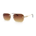 thumbnail image 2 of Rhinestone Jewel Stud Metal Rimless Bevel Lens Rectangle Sunglasses Gold - Brown, 2 of 4