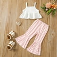 thumbnail image 7 of Mercatoo Toddler Girls Sleeveless Stripe Sling Tops + Plaid Printed Bell Bottoms Outfits Baby Girls Summer Beach Casual Set, 7 of 7