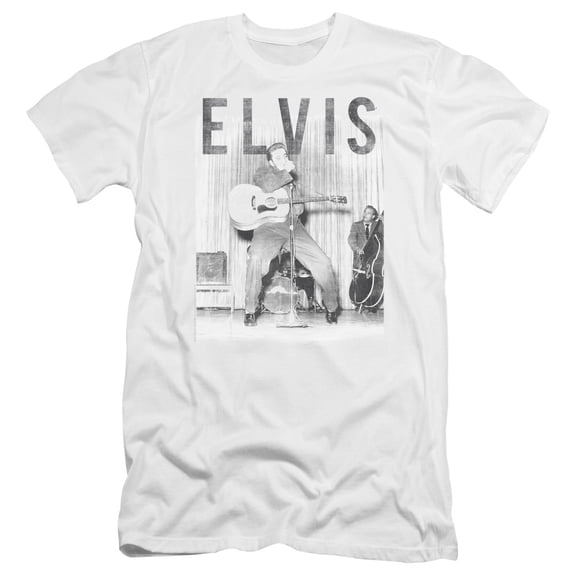 Elvis Presley With The Band Premium Canvas Adult Slim Fit T-Shirt White