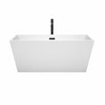 thumbnail image 2 of Sara 59 Inch Freestanding Bathtub in White with Floor Mounted Faucet, Drain and Overflow Trim in Matte Black, 2 of 5