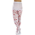 thumbnail image 6 of ToBeInStyle Women's White Opaque Halloween Tights Pantyhose with Red Blood Stains Splatter Cosplay Zombie - White Red - One Size, 6 of 7