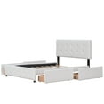 thumbnail image 5 of Harper & Bright Designs Queen Size Upholstered Platform Bed with Storage Drawers, Linen Queen Wooden Bed Frame for Bedroom, White, 5 of 15