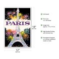 thumbnail image 2 of Paris France - Fireworks at Eiffel Tower - Vintage Travel Poster by David Klein c.1960s - Master Art Print (Unframed) 12in x 18in, 2 of 4