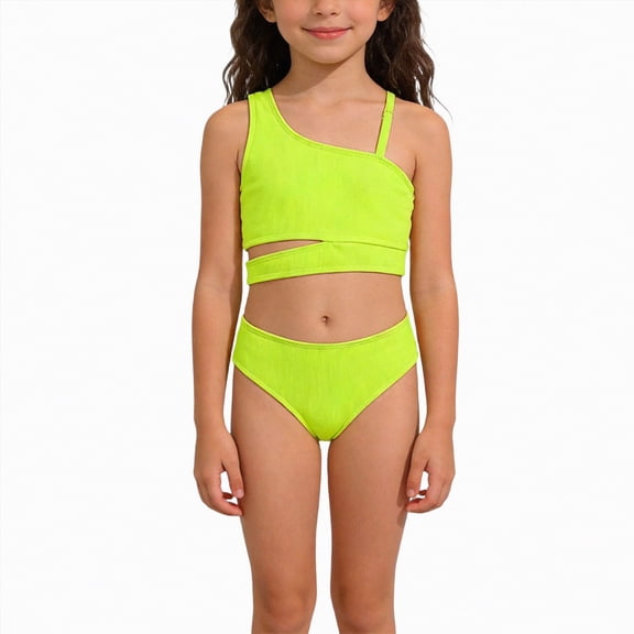 Bosanter Girls Bathing Suit Girls 2 Piece Swimsuits Girls Tankini Swimsuit, Green 9-10Y