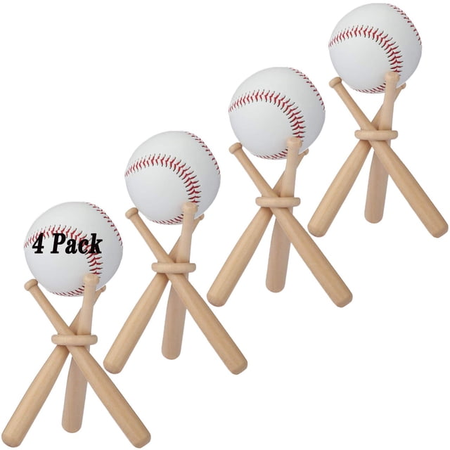 BaseGoal Soporte de Madera para Exhibición de Béisbol y Softbol con 3 Mini Bate de Béisbol y 1 Círculo de Madera