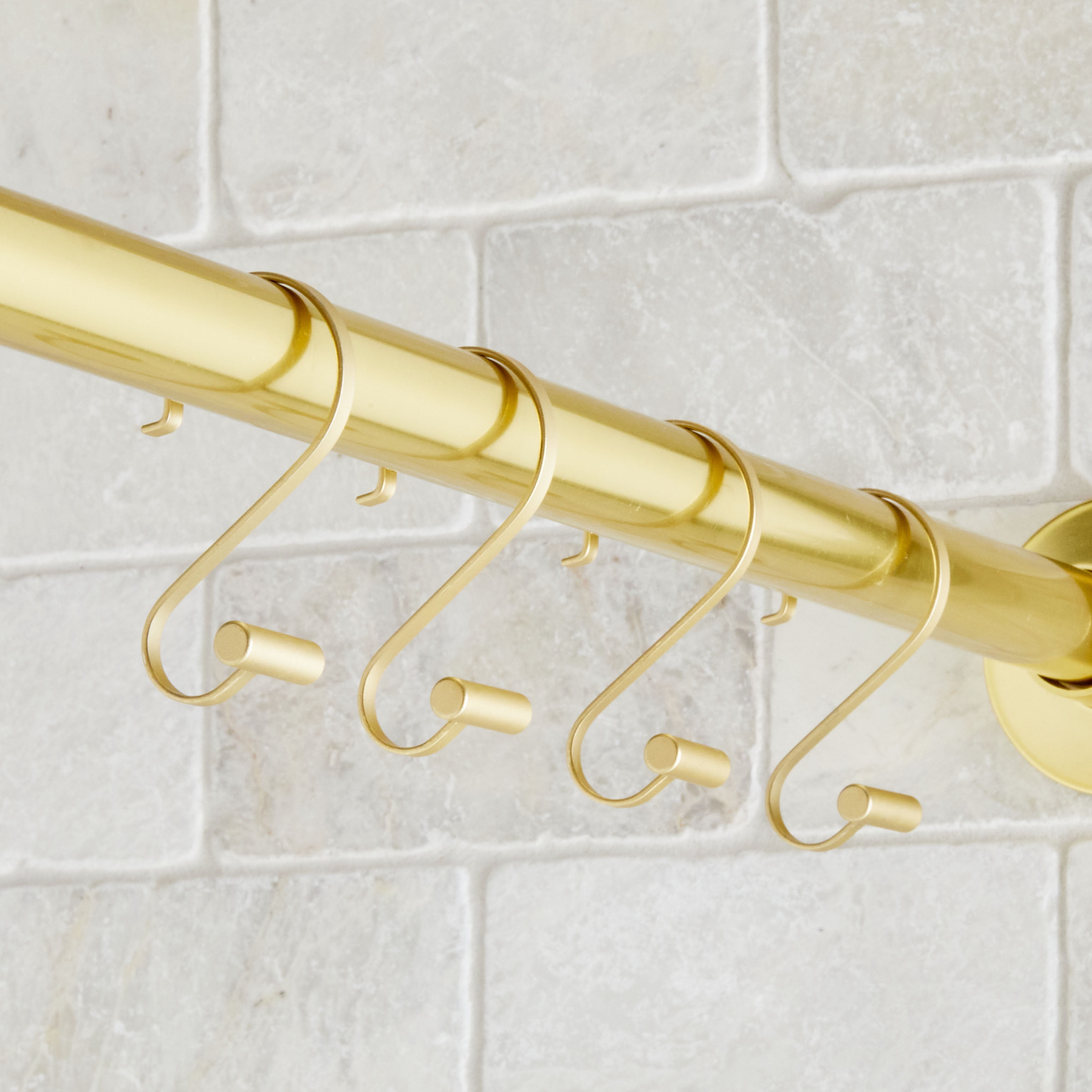 (3 pack) Better Homes & Gardens S-Shape Rustproof Stainless Steel Shower Hooks with T-Bar Ends, Brass, 12