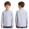 thumbnail image 2 of Grblisyd Back to School Clothes Boys Girls Quick Dry Long Sleeve Striped Button Down Shirts with Chest Pocket Formal Uniform Dress Shirt, 2 of 6