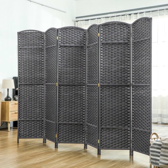 Resenkos 5.6ft Folding Room Divider Screen - 6-Panel Freestanding Privacy Partition for Home Office, Charcoal Gray