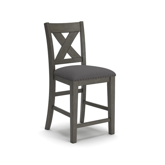 Pemberly Row 24.75" Contemporary Solid Wood Counter Stool in Gray