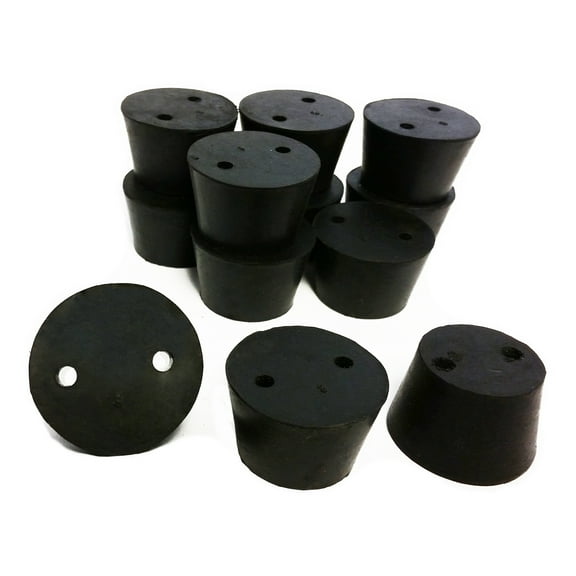 Stoppers, Rubber, Size 8, 2-Hole. Pack of 1-Pound.