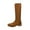 Brown, variant on Women's Fashionable And Casual Winter Long Straight Boots Solid Color Splicing Round Toe Back Zipper Heel Low Heel Knee-High Boots Black 8.5