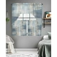 thumbnail image 5 of Blue Beige Kitchen Curtains Swag Valance and Tier Curtains Set 36 Inch Length, Oil Painting Abstract Art Contemporary Rod Pocket Drape Panels Pair Swag Curtains for Bathroom/Cafe/Window, 5 of 6
