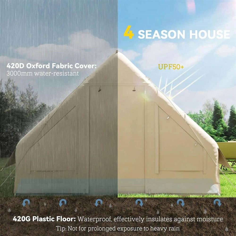 GVN Camping Tent, Tent,Inflatable Camping Tent with Hand Pump, 4 Season Blow Up Tent with Mesh Windows and Doors