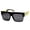 Shiny Black Gold, variant on Unisex High Fashion Metal Chain Arm Flat Top Aviator Sunglasses (Tortoise Gold) - mm