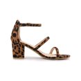 thumbnail image 3 of BLISSFUL STEP Women's Open Toe Strappy Block Heel Sandals Leopard Print 7, 3 of 8