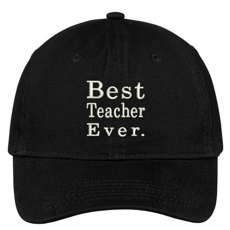 Trendy Apparel Shop Best Teacher Ever Embroidered Low Profile Brushed Cotton Cap Dad