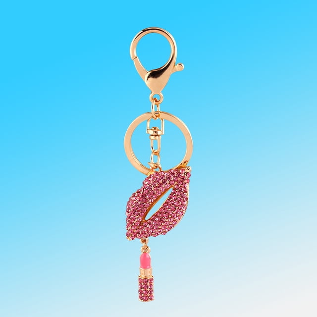 Lip Keychain Car Circle Key Rings Rhinestone Keychain Sexy Lipsticking Lip Key Chain Rhinestone Purse Charm Decoration