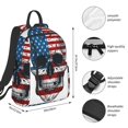 thumbnail image 2 of Honeii American Flag Skull Print Lightweight Backpacks,Carry on Backpack,Durable Backpack for School, Work & Travel, 2 of 7