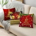 thumbnail image 4 of OMIO funda de cojín con patrón rojo y dorado de Navidad, varios tamaños, funda de almohada decorativa de lino de 40x40cm/45x45cm/50x50cm, 4 of 4