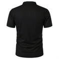 thumbnail image 2 of Tops for Men Stand Up Collar Solid Color Buttons Short Sleeved Shirt Black 3XL, 2 of 5