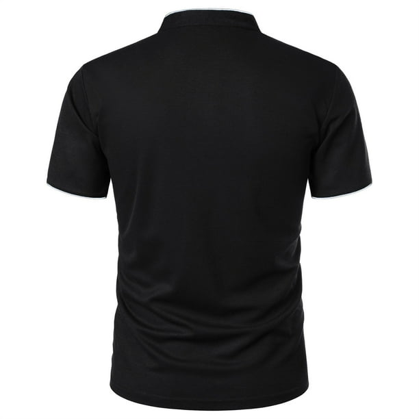 Camisas de Golf de los Hombres de Color Sólido 3 Botones Se Levantan Cuello, Manga Corta de Poliéster Transpirable para Oficina, Gimnasio Y Desgaste Callejero