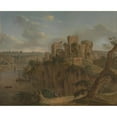thumbnail image 2 of Hendrik Frans de Cort 24x20 Gold Ornate Framed and Double Matted Museum Art Print Titled - Chepstow Castle, 2 of 4