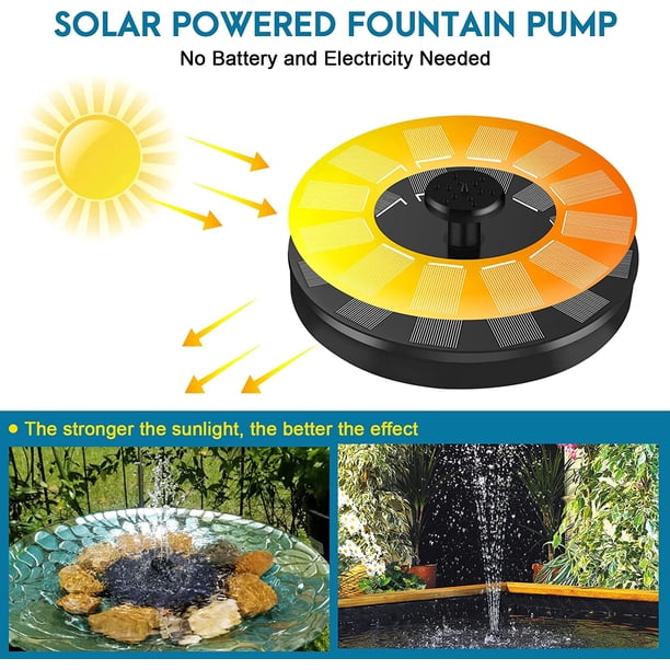 Fuente solar, fuente de jardín al aire libre, bomba solar para estanque, fuentes de estanque ornamentales, decoración de bebedero para pájaros, estanque de peces, estanque, jardín, patio LingWen 8390615549196
