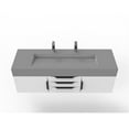 thumbnail image 3 of Nile 60" White Wood Floating Vanity with Gray Top and Black Trim, 3 of 8