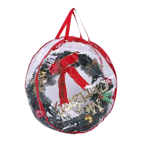 yocbz Wreath Storage Bag, 35.9" X 7.87" Clear Everyday Bag, Christmas Wreath Storage Container with Zippered and Reinforced Handle, Protect Your Holiday Wreath from Dust, Insects, and Moisture,Large