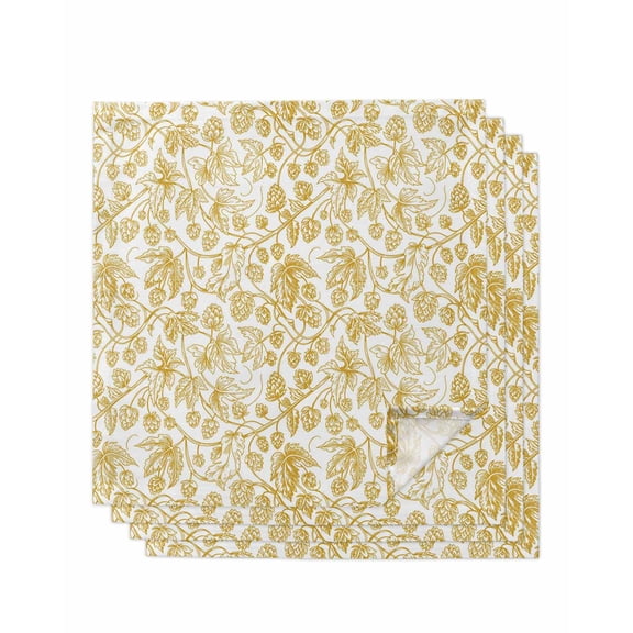 Yellow Flowers Cloth Napkins Set of 4 Reusable Dinner Napkins, Country Pastoral Floral Leaves Vines Cocktail Napkin Washable Table Napkins for Wedding/Holiday Party/Baby Shower 20"x20"