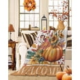 thumbnail image 2 of Autumn Welcome Flannel Blanket for Bed,Travel and Camping, Harvest Pumpkin Floral Leaf Bird Orange Super Soft Cozy Blanket for All Seasons 50"x60", 2 of 6